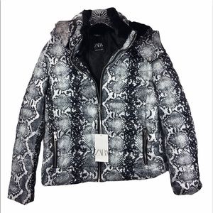 ZARA Puffer Jacket w/ Snake Print